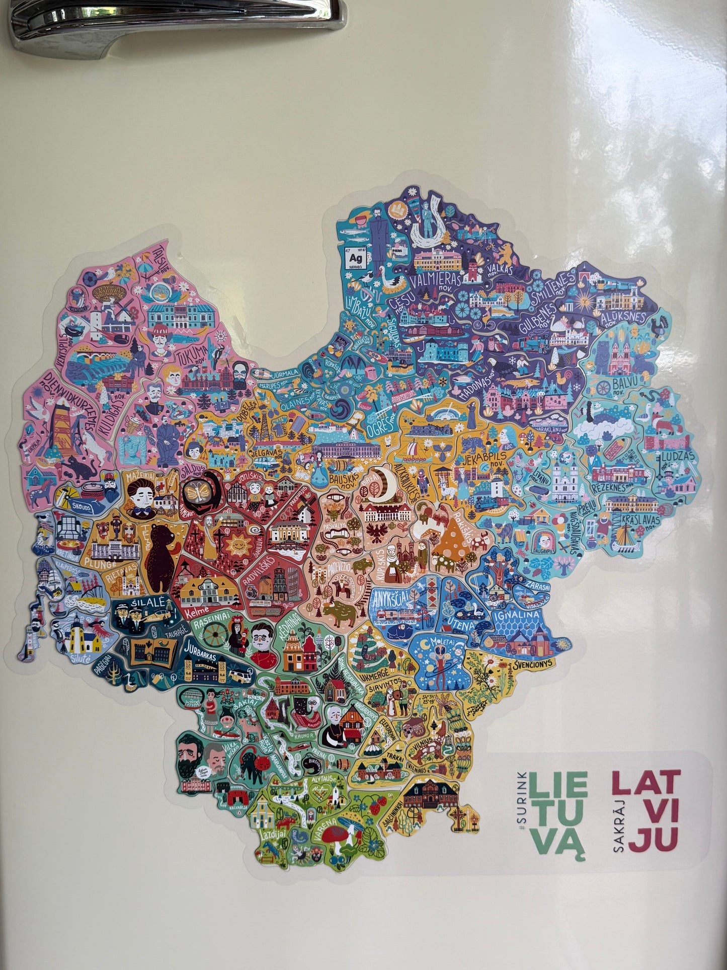 Šaldytuvo lipdukas „Surink Lietuvą / Surink Latviją“